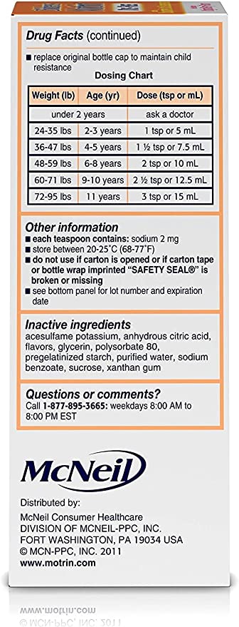 Motrin Child Berry Liq Size 4 Fluid Ounce, Pack of 6