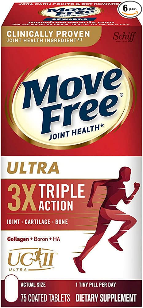 Schiff Move Free Ultra Triple-Action Tablets (75 Count) (Pack of 6)