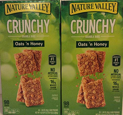 Nature Valley Crunchy Granola Bars Oats 'N Honey - 98 Bars Of 2 bar Pouches of 49ct