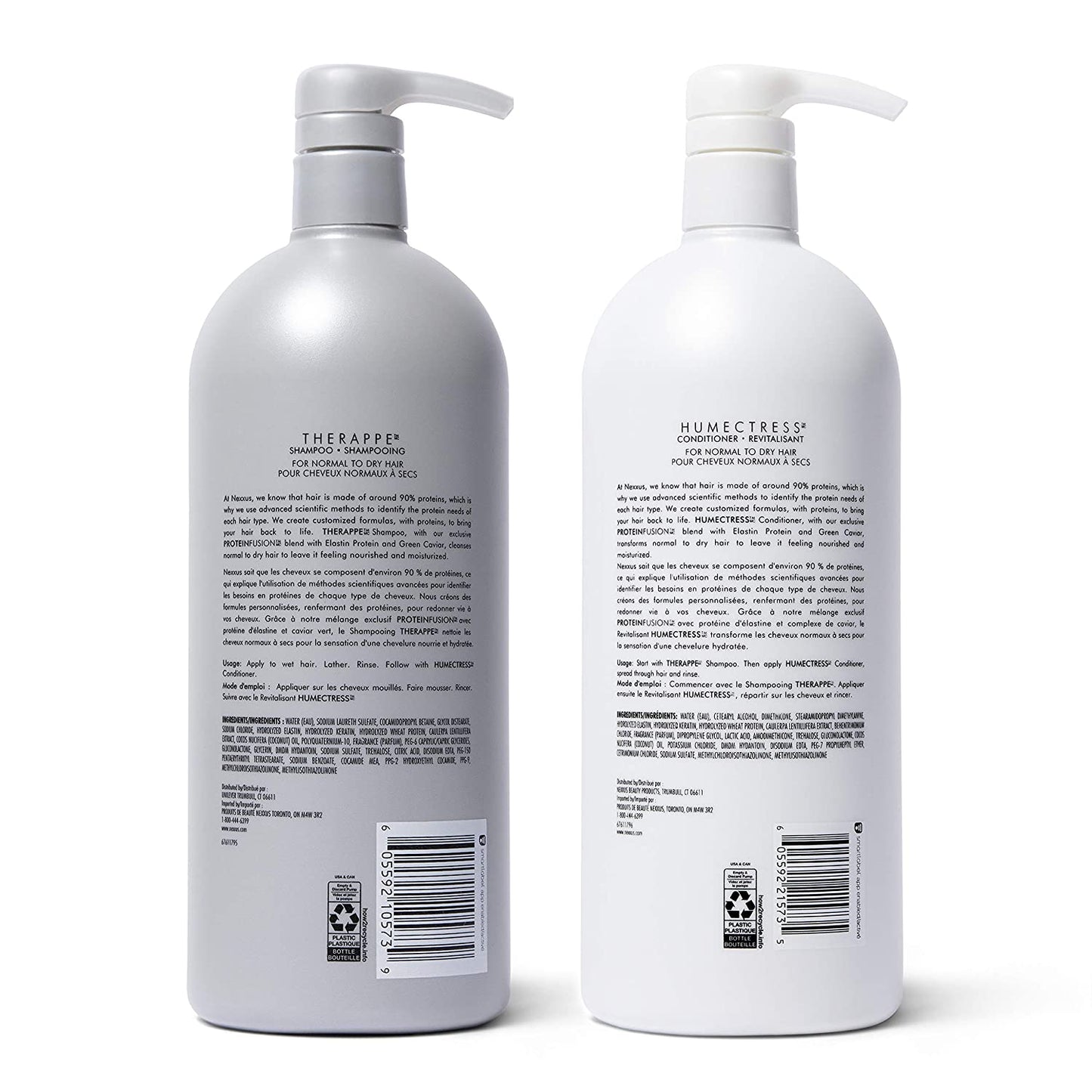 Nexxus Shampoo and Conditioner for Dry Hair Therappe Humectress, 33.8 oz 2 Count