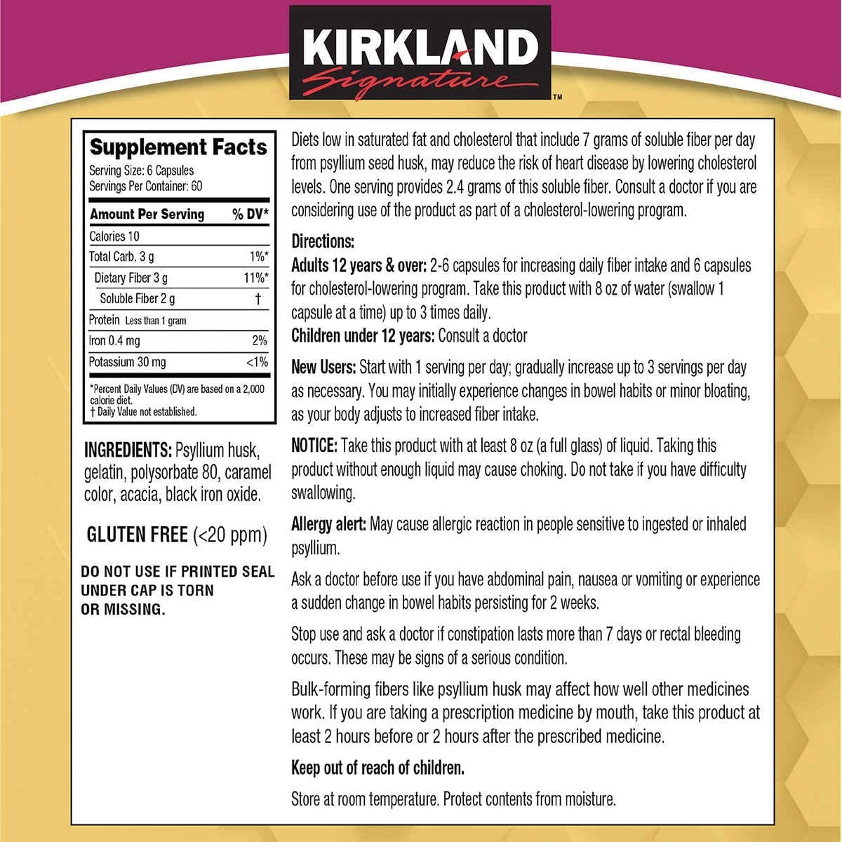 Kirkland Signature Psyllium Fiber, 720 Capsules (2 PACK)