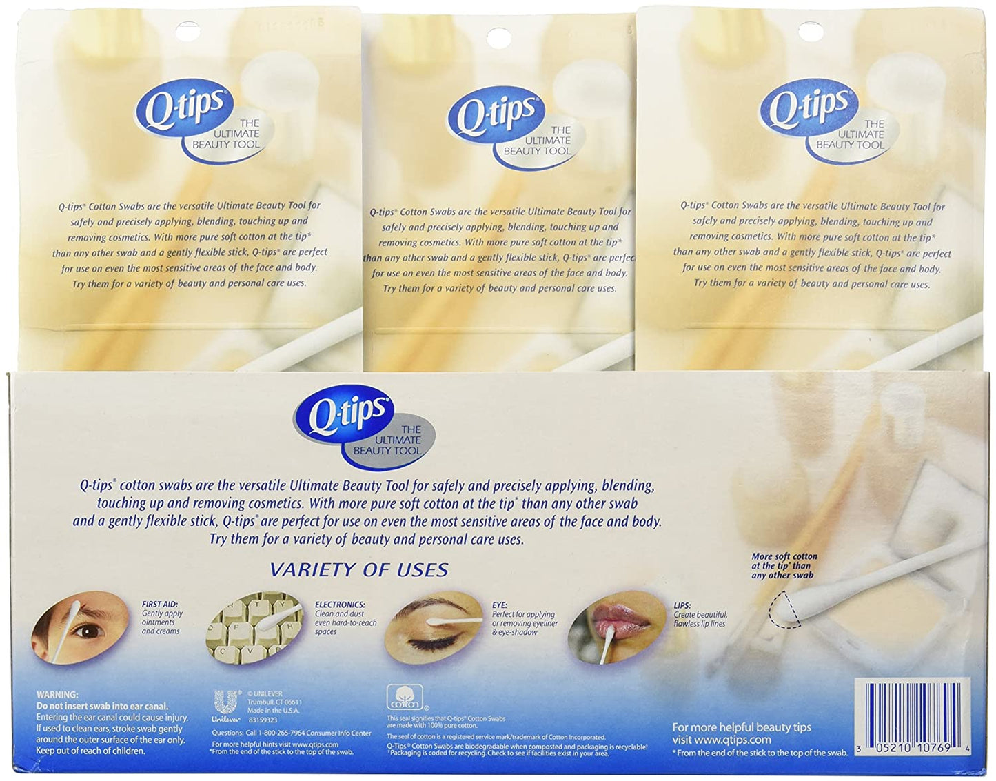 Q-tips Cotton Swabs 3 Packs of 625 Count