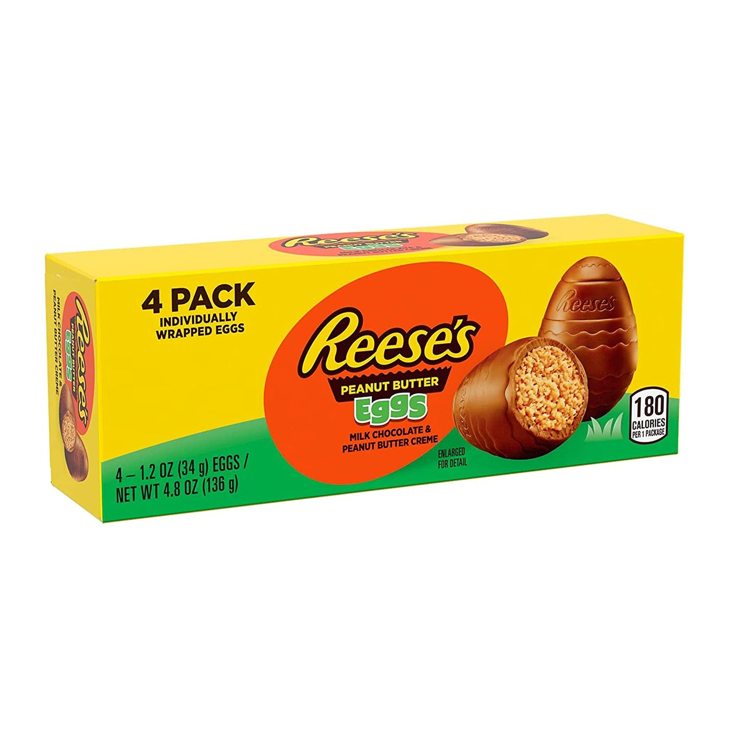 REESE'S Milk Chocolate Peanut Butter Creme Eggs Candy, Easter, 1.2 oz Box (4 Pieces)