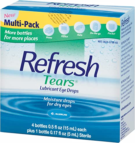 Refresh Tears Lubricant Eye Drops Multipack, 4 ct./0.5 fl. oz. with Sterile Drops Bottle, 0.17 oz.