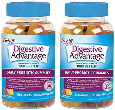 Schiff Probiotic Gummy for Adults, Assorted Fruit Flavors, 240 Count, 2 PACK