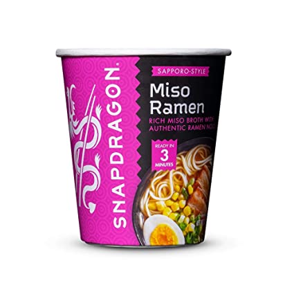 Snapdragon Miso Ramen Sapporo Style With Miso Paste and Chili Ginger Oil, 8 Cup Set