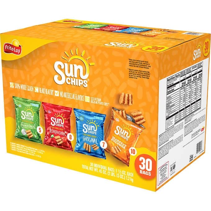 Sun Chips Whole Grain Snacks, Variety Pack, 1.5 oz, 30 ct