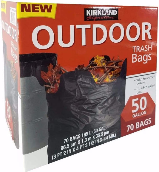 Kirkland Signature Smart Closure Outdoor Lawn 50 Gallon Trash Bags, 70Count