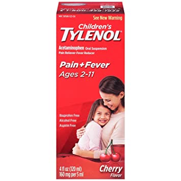 Tylenol Children's Pain Reliever/fever Reducer Oral Suspension Liquid, Cherry Flavor, 4 Oz - 2 Pack