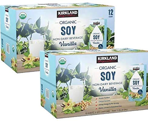 Kirkland Signature Organic Soy Milk, Vanilla - 2 pack, 32 oz (24count)