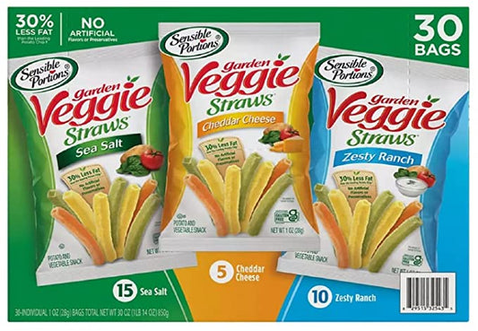 Garden Veggie Snack Straws Shape Chips Variety Pack, 30 Count