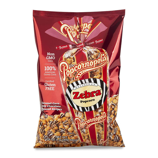 Popcornopolis Zebra Popcorn - 24 Oz Bag